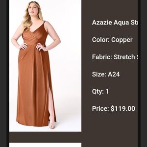 Azazie Copper A-Line Satin Dress Size 24